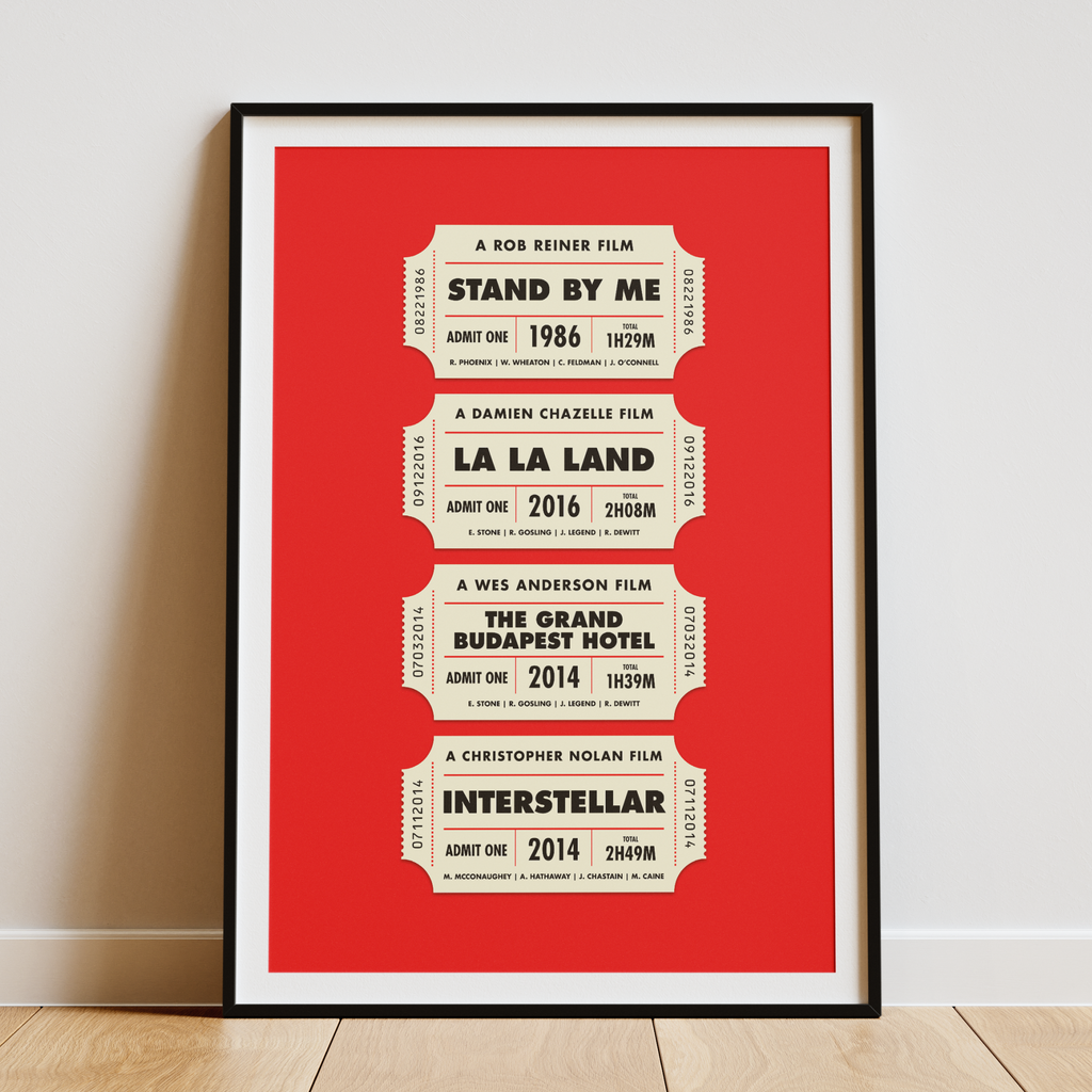 Top 4 Movie Ticket Poster | Personalized Letterboxd-Inspired Film Print